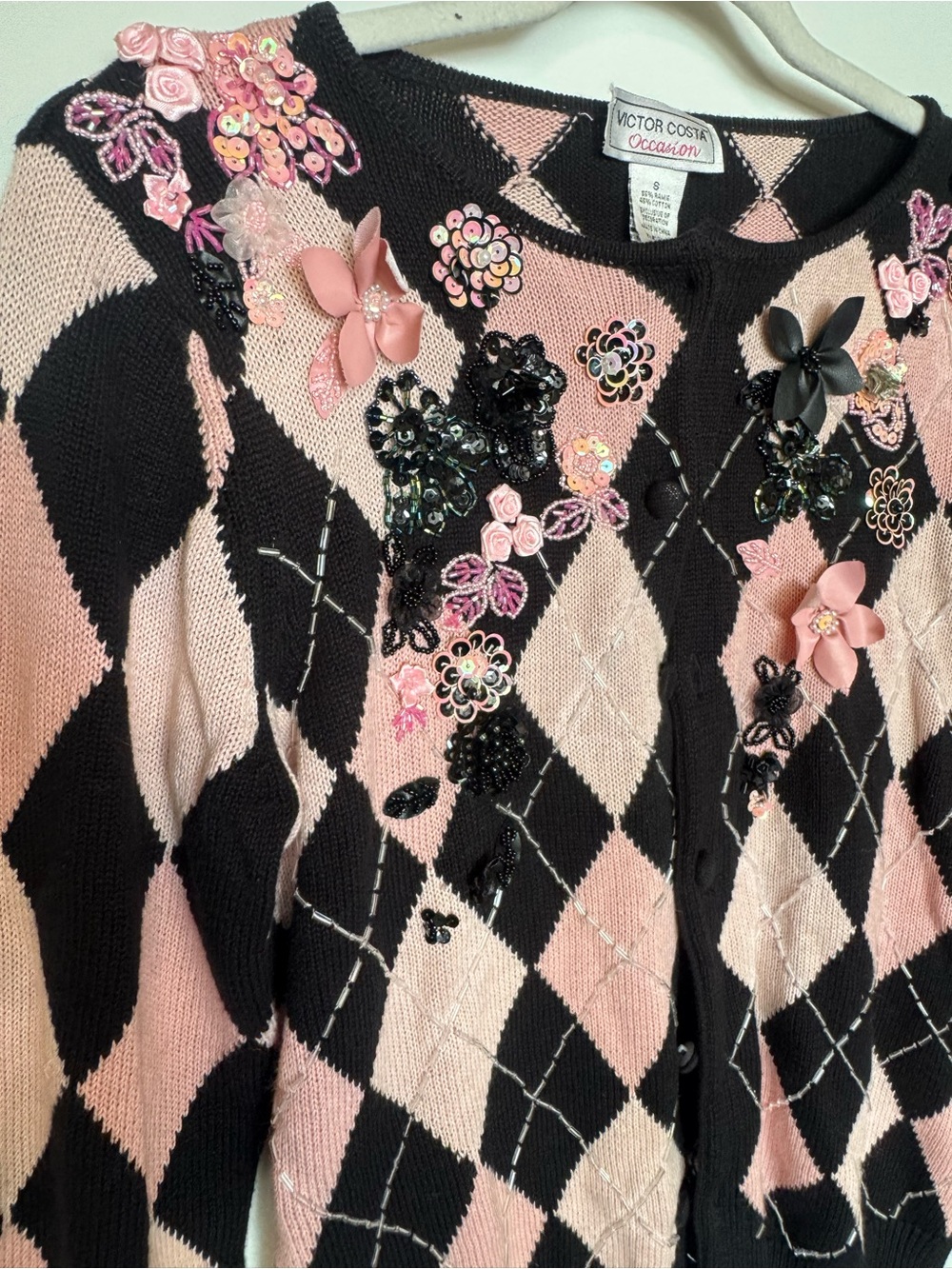 VTG beaded cardi with floral appliqué - Picture 6 of 6